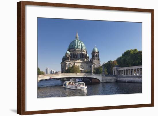 Excursion boat on Spree River, Berliner Dom (Berlin Cathedral), UNESCO World Heritage, Berlin-Markus Lange-Framed Photographic Print