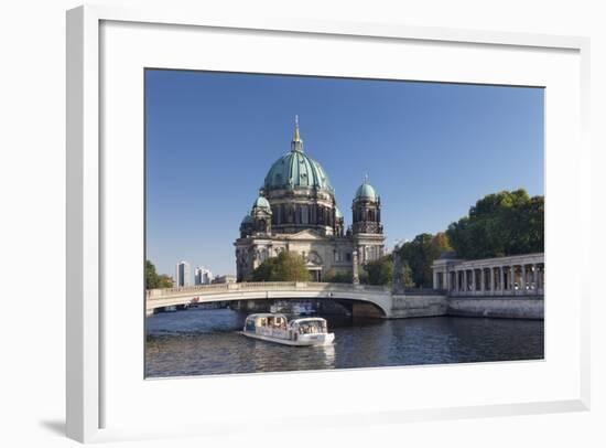 Excursion boat on Spree River, Berliner Dom (Berlin Cathedral), UNESCO World Heritage, Berlin-Markus Lange-Framed Photographic Print