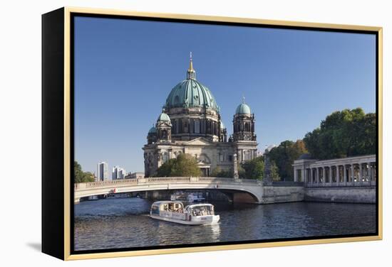 Excursion boat on Spree River, Berliner Dom (Berlin Cathedral), UNESCO World Heritage, Berlin-Markus Lange-Framed Premier Image Canvas