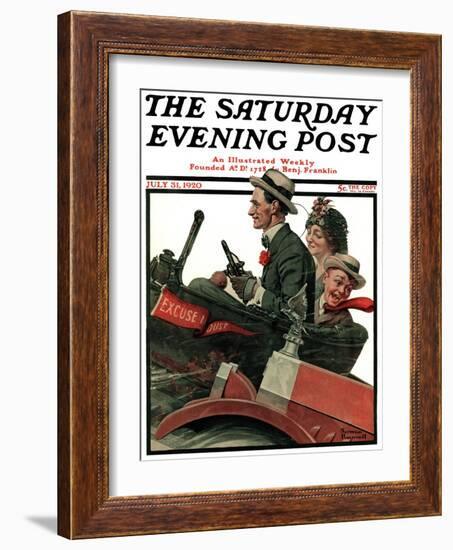 "Excuse My Dust" Saturday Evening Post Cover, July 31,1920-Norman Rockwell-Framed Giclee Print