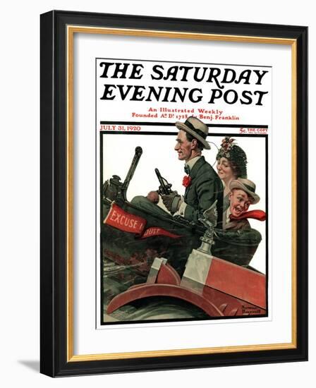 "Excuse My Dust" Saturday Evening Post Cover, July 31,1920-Norman Rockwell-Framed Giclee Print