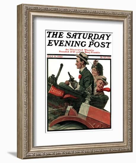 "Excuse My Dust" Saturday Evening Post Cover, July 31,1920-Norman Rockwell-Framed Giclee Print