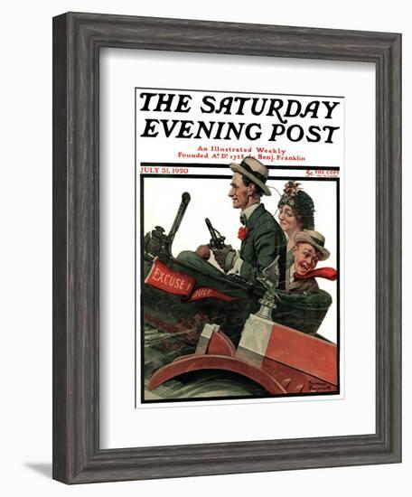 "Excuse My Dust" Saturday Evening Post Cover, July 31,1920-Norman Rockwell-Framed Giclee Print