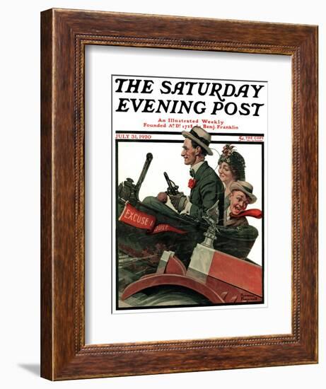 "Excuse My Dust" Saturday Evening Post Cover, July 31,1920-Norman Rockwell-Framed Giclee Print