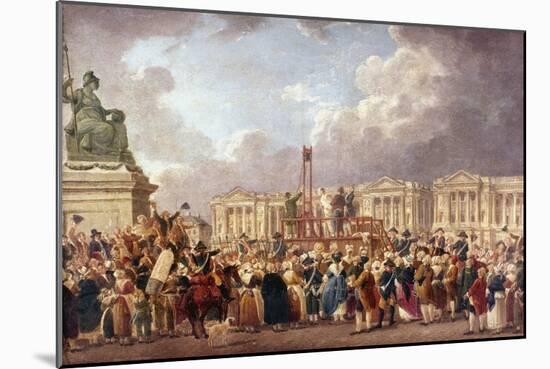 Execution by Guillotine in Paris During the French Revolution, 1790S (1793-180)-Pierre Antoine De Machy-Mounted Giclee Print