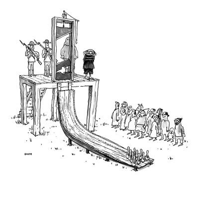 Executioner Is About To Chop Off Man S Head With Guillotine When The Pris New Yorker Cartoon Premium Giclee Print George Booth Art Com