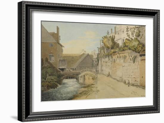 Exeter: Between the Quay Gate and West Gate Outside the City Walls, 1791-Francis Towne-Framed Premium Giclee Print