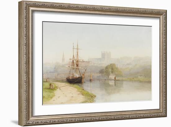 Exeter Canal Below Exeter Cathedral, 1890-1900-Arthur Henry Enock-Framed Giclee Print