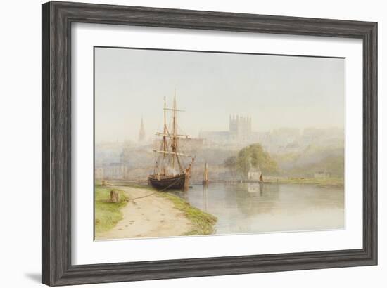 Exeter Canal Below Exeter Cathedral, 1890-1900-Arthur Henry Enock-Framed Giclee Print