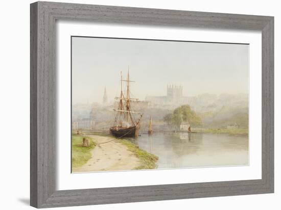 Exeter Canal Below Exeter Cathedral, 1890-1900-Arthur Henry Enock-Framed Giclee Print