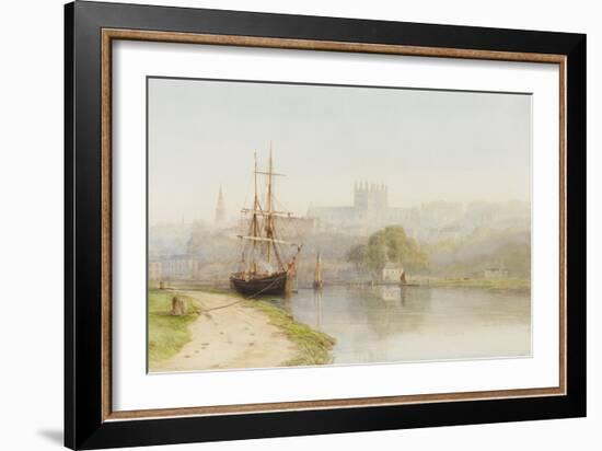 Exeter Canal Below Exeter Cathedral, 1890-1900-Arthur Henry Enock-Framed Giclee Print