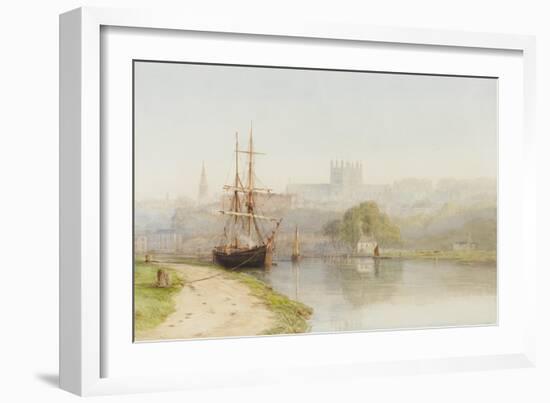 Exeter Canal Below Exeter Cathedral, 1890-1900-Arthur Henry Enock-Framed Giclee Print