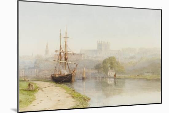 Exeter Canal Below Exeter Cathedral, 1890-1900-Arthur Henry Enock-Mounted Giclee Print