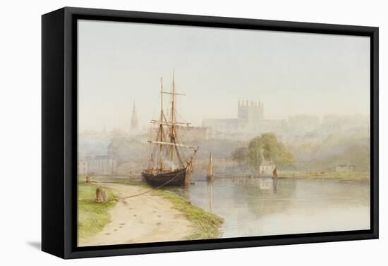 Exeter Canal Below Exeter Cathedral, 1890-1900-Arthur Henry Enock-Framed Premier Image Canvas
