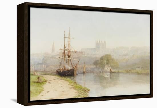 Exeter Canal Below Exeter Cathedral, 1890-1900-Arthur Henry Enock-Framed Premier Image Canvas