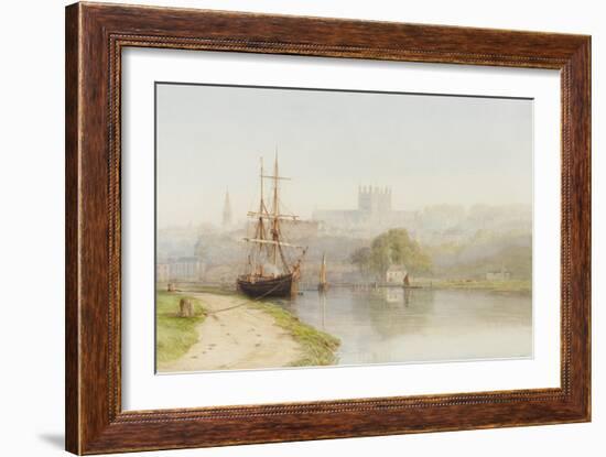 Exeter Canal Below Exeter Cathedral, 1890-1900-Arthur Henry Enock-Framed Premium Giclee Print