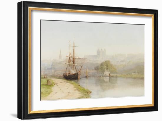 Exeter Canal Below Exeter Cathedral, 1890-1900-Arthur Henry Enock-Framed Premium Giclee Print
