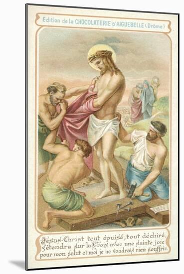 Exhausted, Jesus Prepares to Be Nailed to the Cross-null-Mounted Giclee Print