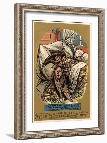 Exhausted Owl in Bed-null-Framed Art Print