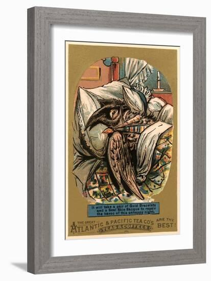 Exhausted Owl in Bed-null-Framed Art Print