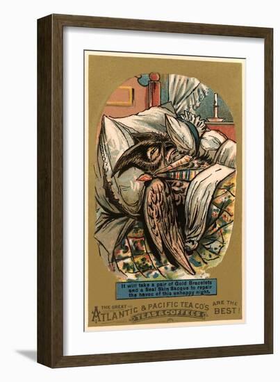 Exhausted Owl in Bed-null-Framed Art Print