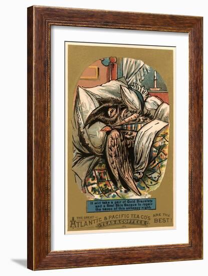 Exhausted Owl in Bed-null-Framed Art Print