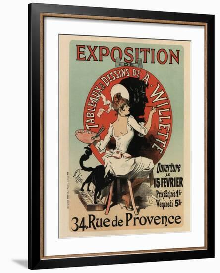 Exhibition of Painting and Drawings-Jules Chéret-Framed Art Print