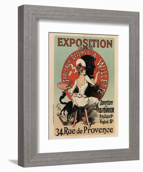 Exhibition of Painting and Drawings-Jules Chéret-Framed Art Print