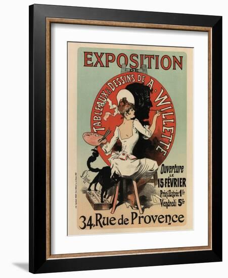 Exhibition of Painting and Drawings-Jules Chéret-Framed Art Print