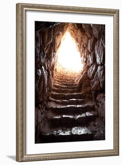 Exit Of A Cave In Archaeological Excavations Of Mycenae-ollirg-Framed Art Print