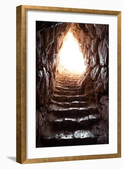 Exit Of A Cave In Archaeological Excavations Of Mycenae-ollirg-Framed Art Print