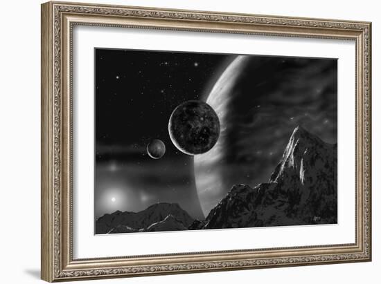 Exoplanet - Noir-David A Hardy-Framed Giclee Print