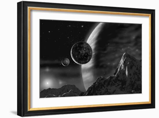 Exoplanet - Noir-David A Hardy-Framed Giclee Print