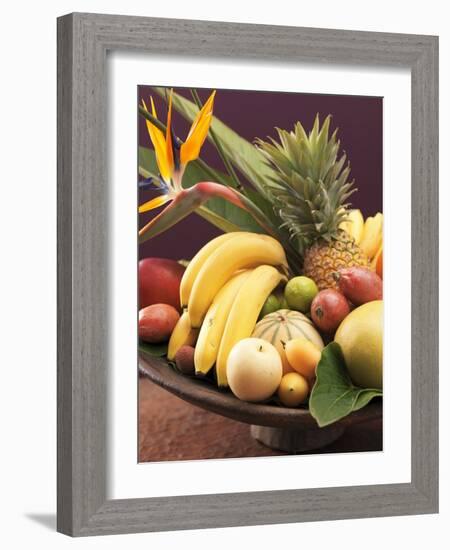 Exotic Fruit Still Life in Wooden Bowl (Close-Up)-Foodcollection-Framed Photographic Print