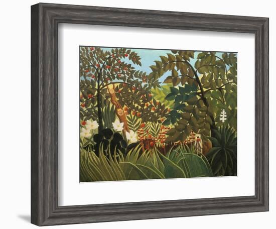 Exotische Landschaft Mit Spielenden Affen, 1910-Henri Rousseau-Framed Giclee Print