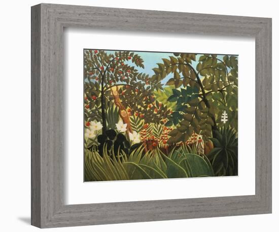 Exotische Landschaft Mit Spielenden Affen, 1910-Henri Rousseau-Framed Giclee Print