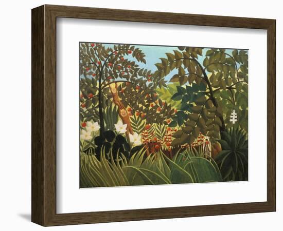 Exotische Landschaft Mit Spielenden Affen, 1910-Henri Rousseau-Framed Giclee Print