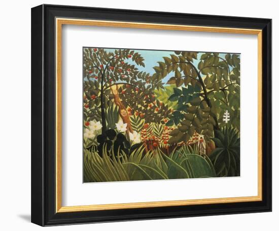 Exotische Landschaft Mit Spielenden Affen, 1910-Henri Rousseau-Framed Giclee Print