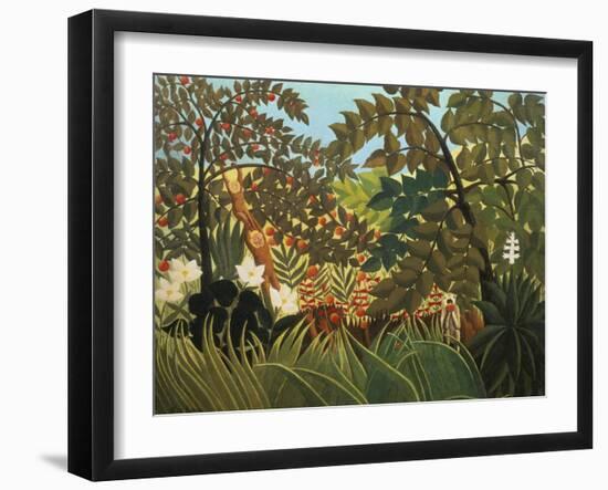 Exotische Landschaft Mit Spielenden Affen, 1910-Henri Rousseau-Framed Giclee Print