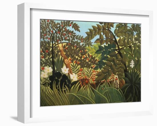 Exotische Landschaft Mit Spielenden Affen, 1910-Henri Rousseau-Framed Giclee Print