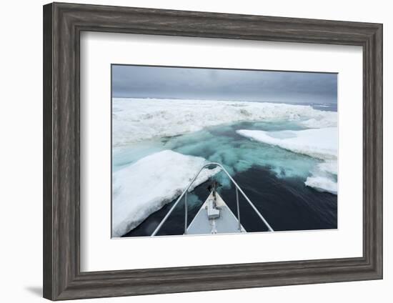 Expedition Boat and Sea Ice, Hudson Bay, Nunavut, Canada-Paul Souders-Framed Photographic Print