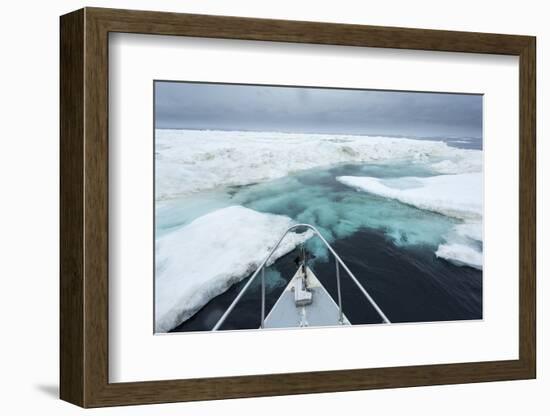 Expedition Boat and Sea Ice, Hudson Bay, Nunavut, Canada-Paul Souders-Framed Photographic Print