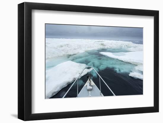 Expedition Boat and Sea Ice, Hudson Bay, Nunavut, Canada-Paul Souders-Framed Photographic Print