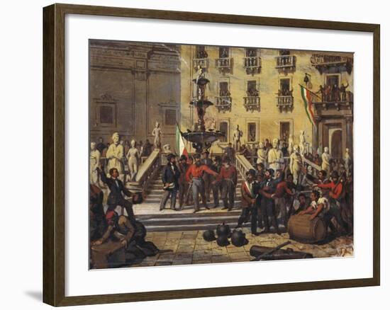 Expedition of Thousand, Giuseppe Garibaldi in Pretoria Square in Palermo, June 1860-null-Framed Giclee Print