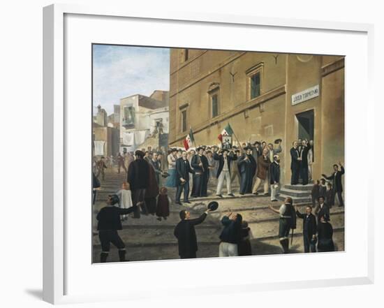 Expedition of Thousand, Masses Celebrate Arrival of Garibaldi's Supporters in Termini Imerese-null-Framed Giclee Print