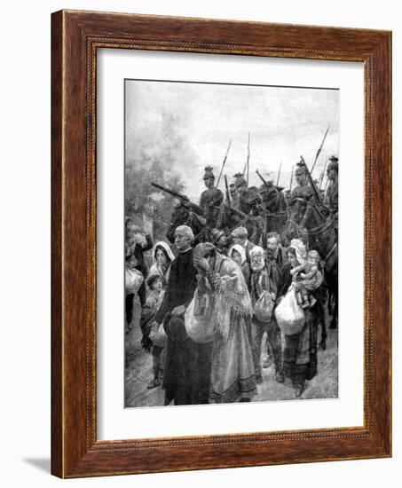 Expelling the Civil Residents of Louvain, Brussels, 1914-null-Framed Giclee Print