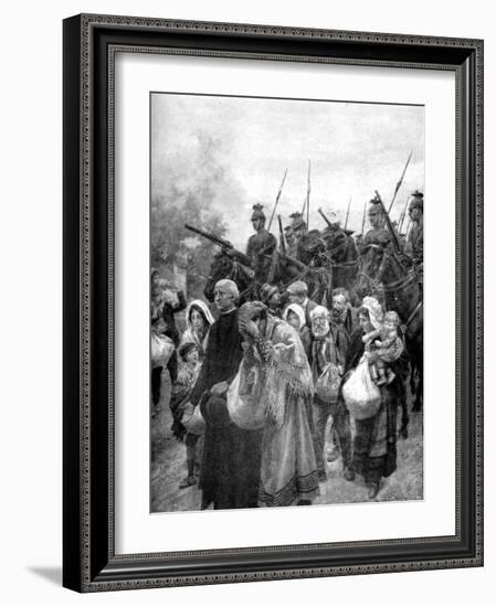 Expelling the Civil Residents of Louvain, Brussels, 1914-null-Framed Giclee Print