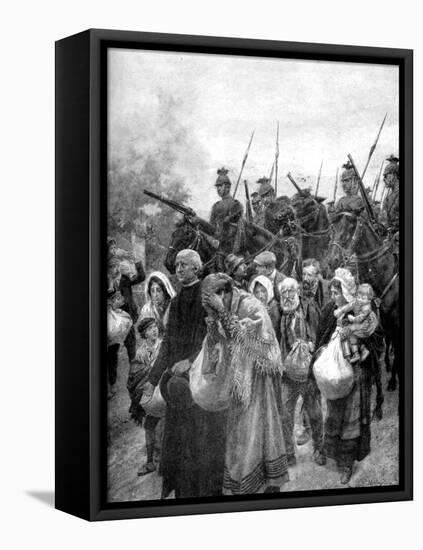 Expelling the Civil Residents of Louvain, Brussels, 1914-null-Framed Premier Image Canvas