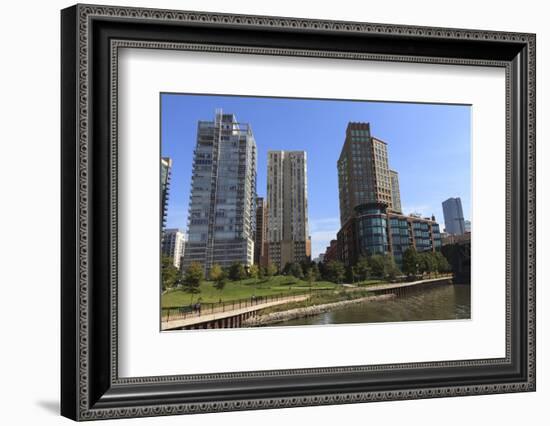 Expensive Apartment Buildings on the Chicago River-Amanda Hall-Framed Photographic Print