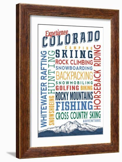Experience Colorado - Typography-Lantern Press-Framed Art Print
